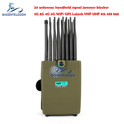 Europe Typ Wi-Fi Signal Jammer 24w 24 kanały dla 2G 3G 4G 5G LTE GPS Lojack 173mhz