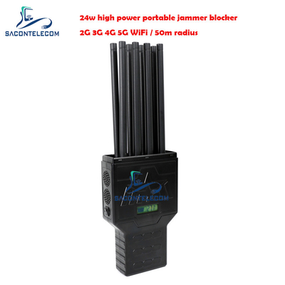 Przenośny bloker sygnału 2G 3G 4G GPS 5G 50m 8 anten