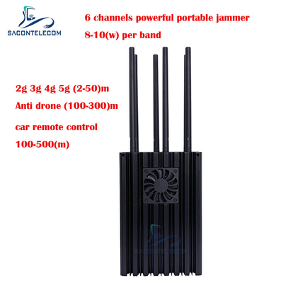 6 kanałów zakłócacz sygnału telefonu komórkowego 2G 3G 4G 5G 8-10w/band Przenośny zakłócacz sygnału telefonu komórkowego