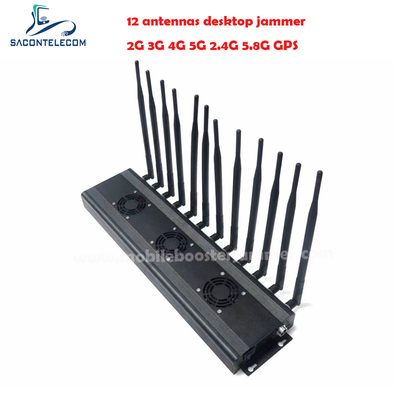AC110V 48w Desktop Signal Jammer 2G 3G 4G 5G 2.4G 5.8G VHF UHF 12 pasm