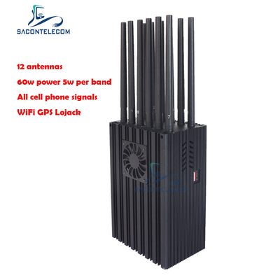 12 anten 60w telefon komórkowy Gps Jammer 2G 3G 4G 5G Wifi VHF Lojack