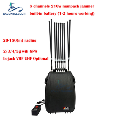 5G Wi-Fi Lojack 150m Manpack Signal Jammer 8 kanałów 230w Wysoka moc