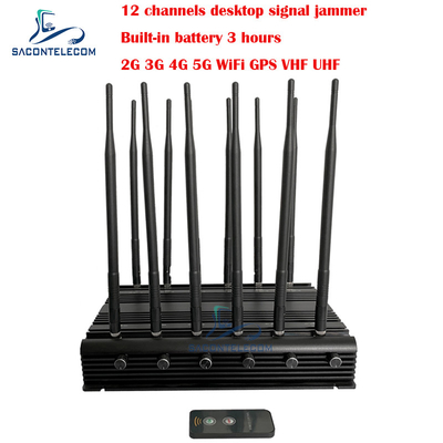 Komórkowy zakłócacz sygnału 34w 2G 3G 4G 5G GPSL1 L2 L5 WiFi VHF UHF 12 anten