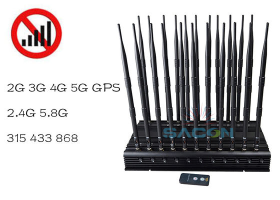 42W zasilanie regulowane pasma sygnału jammer bloker z zasięgiem 40m dla sygnałów VHF UHF 5G