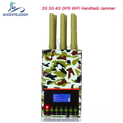 6 Anten 20m Zasięgu Przenośny Zagłuszacz Telefonów Komórkowych z Baterią 4000mAh do Blokowania Sygnału GPS Lojack WiFi