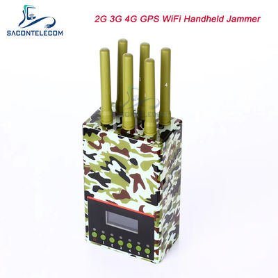 3w 6 kanałów 20m Military Signal Jammer 2G 3G 4G GPS WiFi 4000mAH