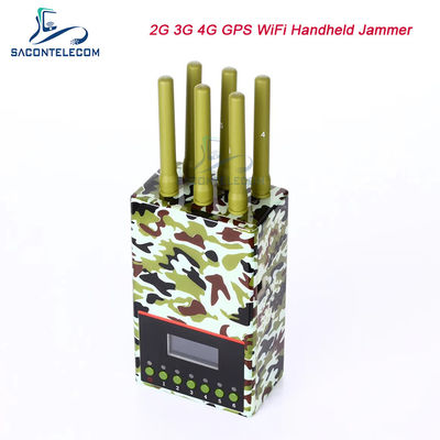 6-kanałowy przenośny zagłuszacz sygnału o zasięgu 20m z baterią 4000mAH do blokowania 2G 3G 4G GPS WiFi