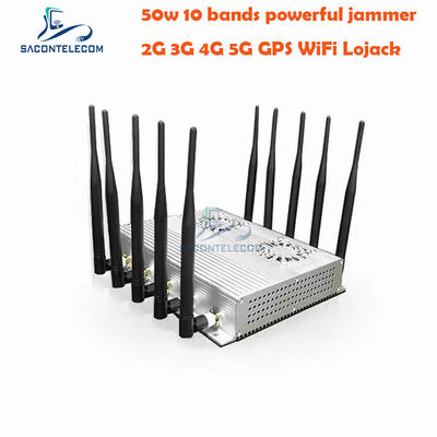 50W High Power Desktop Signal Jammer z 10 antenami i 2 wentylatorami chłodzącymi dla GSM DCS 3G 4G 5G