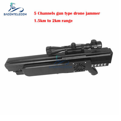UAV Gun Drone Signal Jammer Blocker 1500 metrów 5 kanałów wbudowany akumulator