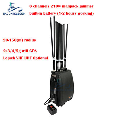 5G Wi-Fi Lojack 150m Manpack Signal Jammer 8 kanałów 230w Wysoka moc
