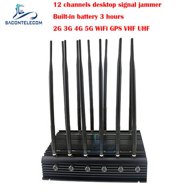 Komórkowy zakłócacz sygnału 34w 2G 3G 4G 5G GPSL1 L2 L5 WiFi VHF UHF 12 anten