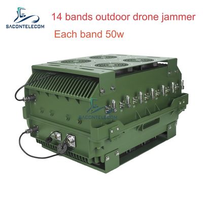 14 kanałów 700W High Power Anti Drone Jammer z zasięgiem zakłócenia 2KM dla bezpieczeństwa na zewnątrz