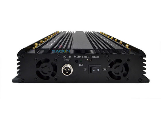 18 pasmowy zakłócacz sygnału z 5 wentylatorami chłodzącymi i promieniem zakłócania 40 m dla blokowania WiFi GPS VHF UHF