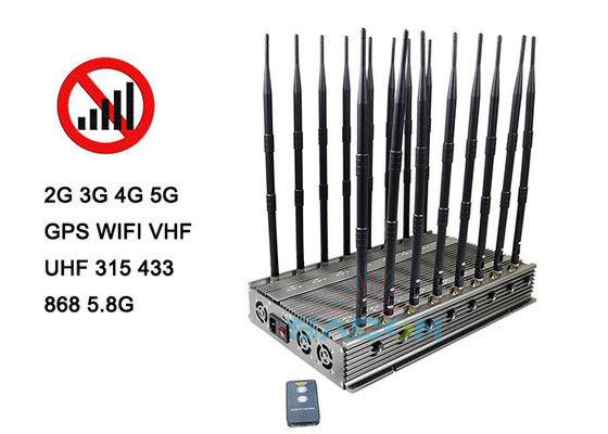 100W 5G jammer sygnału z zasięgiem 80m i 16 pasm blokera telefonów komórkowych do zakłócania częstotliwości wielokrotnych