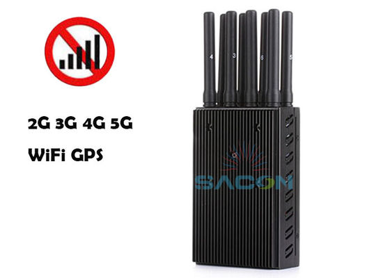 8-pasmowy przenośny zagłuszacz sygnału o mocy wyjściowej 4W i zasięgu 20m do blokowania WiFi, GPS, 2G, 3G, 4G