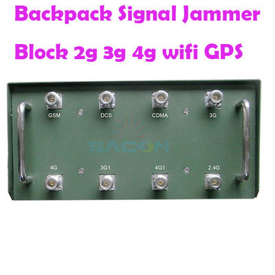 120W moc wyjściowa zakłócacz sygnału plecak z 8 antenami i zasięgiem 100m dla 2G 3G 4G 5G VHF UHF WiFi GPS blokowanie