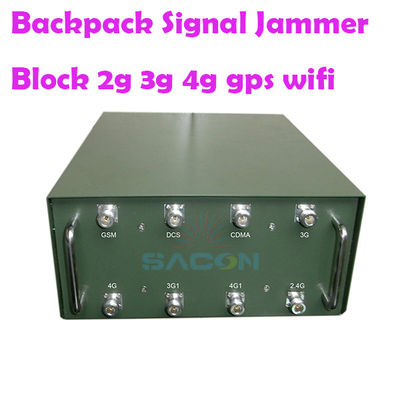 Zagłuszacz plecakowy 120W o zasięgu 100m z 8 antenami Omni do blokowania sygnałów 2G 3G 4G 5G VHF UHF GPS