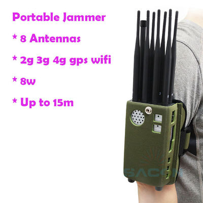 8000mAH Akumulator 8 Antenny Ręczny zakłócacz sygnału GPS do blokowania sygnału 2G 3G 4G