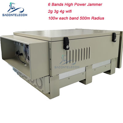 600W 6-pasmowy zewnętrzny zagłuszacz sygnału więziennego o promieniu zagłuszania 50-600m dla 2G 3G 4G 5G WiFi GPS