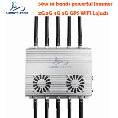 50W High Power Desktop Signal Jammer z 10 antenami i 2 wentylatorami chłodzącymi dla GSM DCS 3G 4G 5G