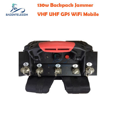 5 kanałów VHF UHF Manpack Jammer z odległością 120 m i wbudowaną baterią do przenośnego blokowania sygnału