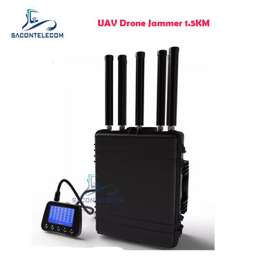 Wodoodporny UAV Drone Signal Jammer IP55 1,5 km Manpack Wbudowana bateria