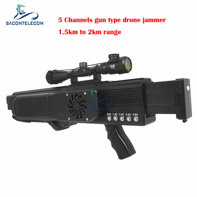 UAV Gun Drone Signal Jammer Blocker 5 pasm 1,5 km Odległość 130 W Wysoka moc