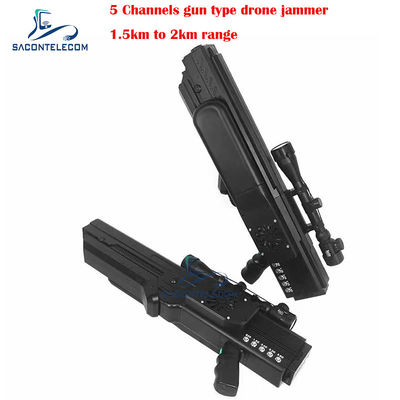 UAV Gun Drone Signal Jammer Blocker z zasięgiem 1500 metrów 5 kanałów i wbudowaną baterią