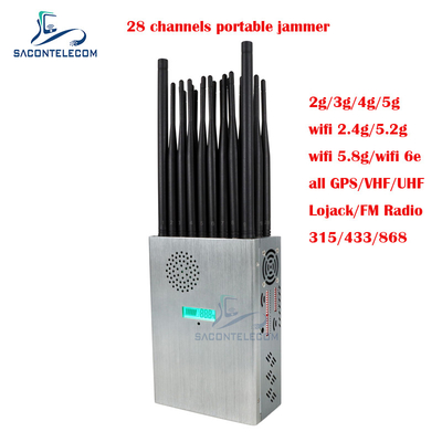 27 Antenny Przenośny zakłócacz sygnału telefonu komórkowego 28w Do Wi-Fi GPS Radio FM