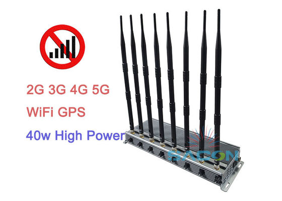 40W wysokiej mocy zakłócacz sygnału 5G z 8 antenami i zasięgiem 80 metrów dla bezpiecznych obszarów