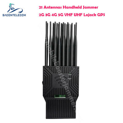 WiFi Lojack Przenośny zakłócacz sygnału 21 anten 21w 2G 3G 4G RC UHF VHF